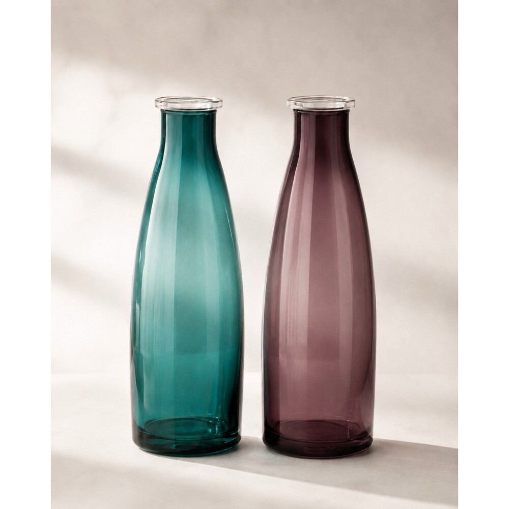 IKEA MILDRA Retired Glass Bottles with Stoppers – Pair – 11” Tall